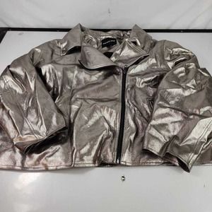 Who What Wear Womens Moto Jacket Metallic Faux Leather Full Zip Lined Plus 4X